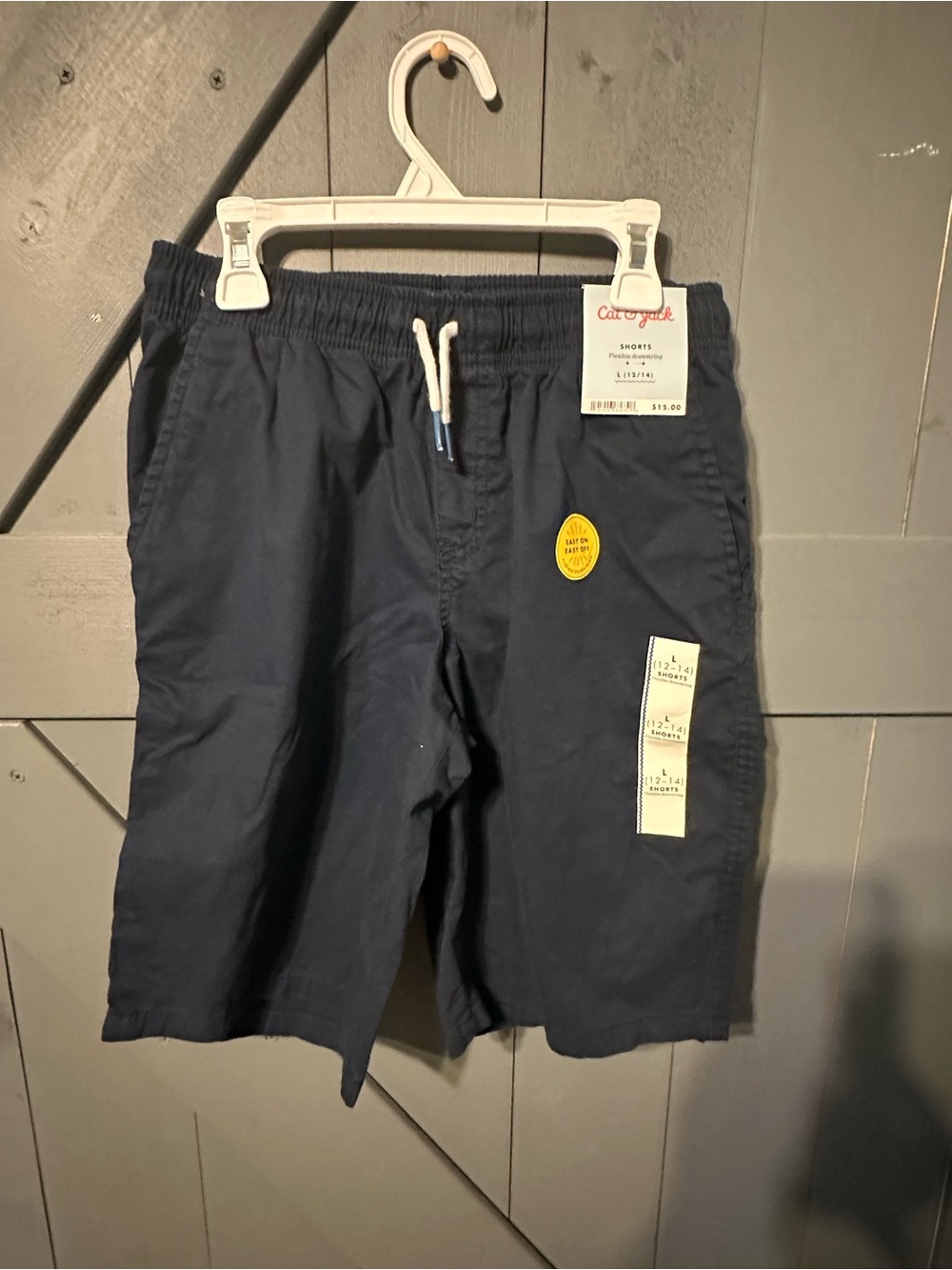 NWT Cat & Jack Boys Size L (12/14) Flexible Drawstring Shorts - Navy Blue